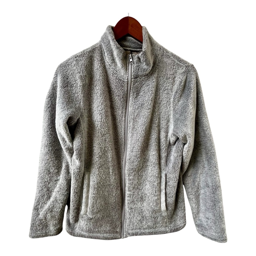 Full Zip Fleece Jacket Womens Small Grey Soft Plush Adrienne Vittadini Gorpcore